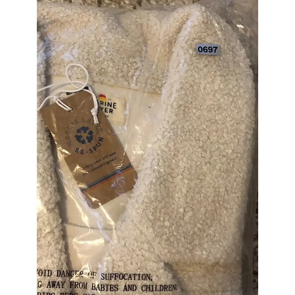 Marine Layer Quebec Sherpa Jacket Cozy Snap Button Antique White Cream NWT XL